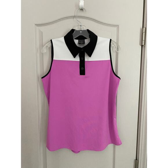 BELYN KEY White Iris Black Colorblock Sleeveless Golf Shirt - Iris M - Picture 9 of 10